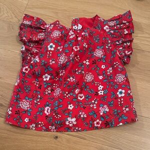 Janie and Jack Red Floral Kids Blouse